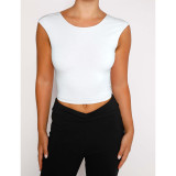 Fashion Sexy Slim Solid Color Tie Up Tops ASL-6653