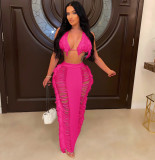 Sexy Beach Tassel Bra Long Skirt Two Piece Set ZSD-0251