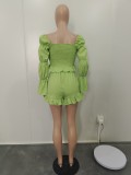 Solid Fashion Long Sleeve Shorts Two Piece Set BN-9404