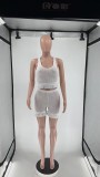 Solid Color Tassel Vest Shorts Two Piece Set BN-9406