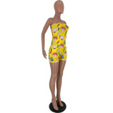 Fashion Cartoon Print Wrap Chest Rompers AWN-5088