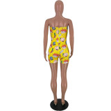 Fashion Cartoon Print Wrap Chest Rompers AWN-5088