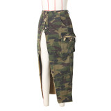 Fashion Camouflage Pocket Split Skirt ZSD-0574