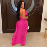 Sexy Beach Tassel Bra Long Skirt Two Piece Set ZSD-0251