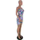 Fashion Cartoon Print Wrap Chest Rompers AWN-5088