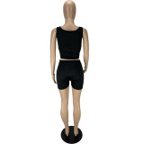 Letter Print Tank Top And Shorts Two Piece Set CXLF-8109