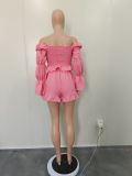 Solid Fashion Long Sleeve Shorts Two Piece Set BN-9404