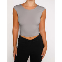 Fashion Sexy Slim Solid Color Tie Up Tops ASL-6653