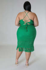 Plus Size Knitted Top And Skirt Two Piece Set OSM2-5313
