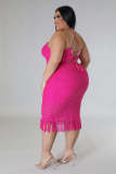 Plus Size Knitted Top And Skirt Two Piece Set OSM-5313