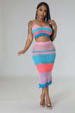 Color Black Sling Top And Skirt Two Piece Set OSM-4384