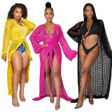 Sexy Hollow Out Long Sleevel Beach Cloak Coat OSM-4366