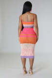 Color Black Sling Top And Skirt Two Piece Set OSM-4384