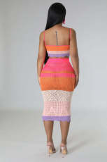 Color Black Sling Top And Skirt Two Piece Set OSM-4384