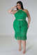 Plus Size Knitted Top And Skirt Two Piece Set OSM-5313