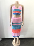 Color Black Sling Top And Skirt Two Piece Set OSM-4384