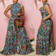 Plus Size Fashion Print Sleeveless Wide Leg Jumpsuit NY-10409