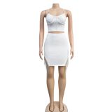Fashion Hot Diamond Sling Top And Skirt Two Piece Set BY-6233