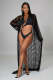 Sexy Hollow Out Long Sleevel Beach Cloak Coat OSM-4366