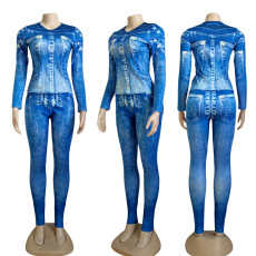 Print Slim Long Sleeve And Pants Two Piece Set GYSF-7151