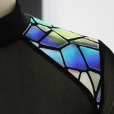 Sexy Mesh Patchwork Print See-through Hollow Mini Dress XHSY-19548