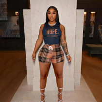 Fashion Casual Printed Vest Shorts Two Piece Set SHD-6046
