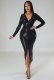 Solid Long Sleeve Slim Fit Midi Dress XHXF-342