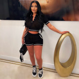 Sports Casual Crop Top Shorts Two Piece Set GWDS-230382
