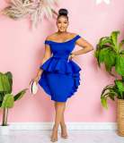 Solid Color Fungus Edge Dress ZDF-31276