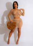 Solid Hollow Beach Skirt Suit ZSD-0253