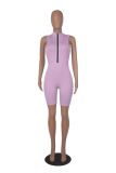 Fashion Zipper Sleeveless Rompers MZ-2786