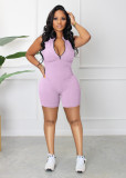 Fashion Zipper Sleeveless Rompers MZ-2786