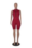 Fashion Zipper Sleeveless Rompers MZ-2786