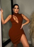 Sleeveless Zip Slim Fit Sexy Dress ME-8291