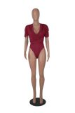 Sexy Solid Short Sleeve Bodysuits MZ-2782