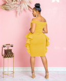 Solid Color Fungus Edge Dress ZDF-31276