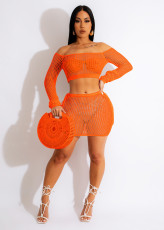 Solid Hollow Beach Skirt Suit ZSD-0253
