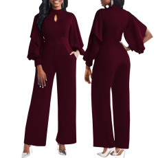 Fashion Solid Color Round Neck Jumpsuit SMR-11540