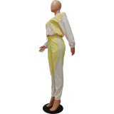 Contrast Hooded Top And Pants Two Piece Set CM-8668