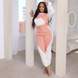 Contrast Hooded Top And Pants Two Piece Set CM-8668