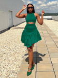 Solid Sleeveless Tops And Irregular Skirts Two Piece Set XHSY-19545