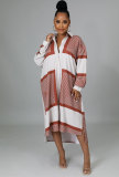 Casual Color Block Long Shirt XHXF-946