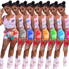 Print Vest And Shorts Two Piece Set NM-8804