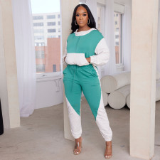 Contrast Hooded Top And Pants Two Piece Set CM-8668