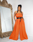 Sexy Wrap Chest Wide Leg Jumpsuit(With Waist Belt) XHSY-19550