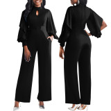 Fashion Solid Color Round Neck Jumpsuit SMR-11540