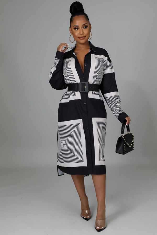 Casual Color Block Long Shirt XHXF-946