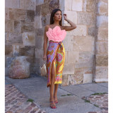 Sexy Solid Color Flower Wrap Chest Tops ASL-6638