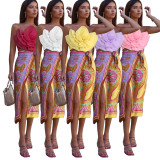 Sexy Solid Color Flower Wrap Chest Tops ASL-6638