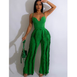 Solid Sling Tassel Pants Two Piece Set ZDF-31275